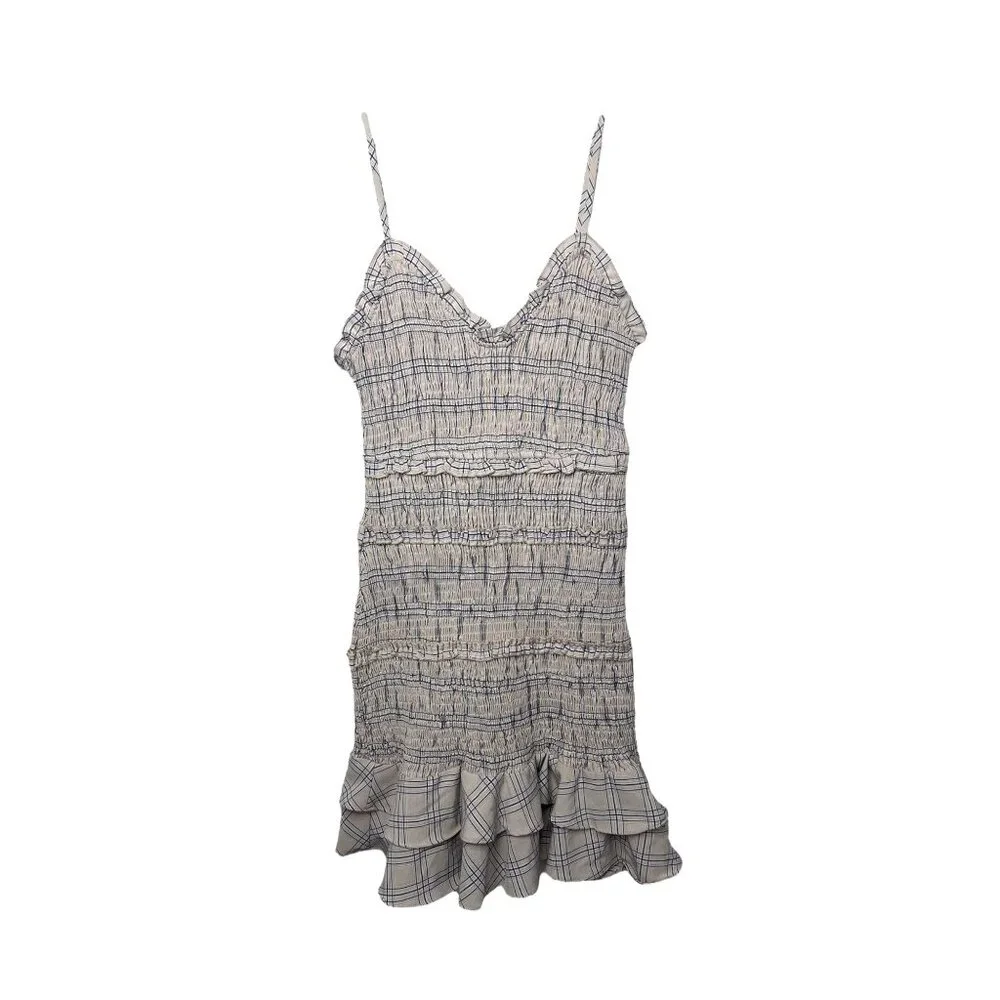 Lulus Out and About Blush Plaid Smocked Ruffled Mini Dress Size small - Picture 7 of 13